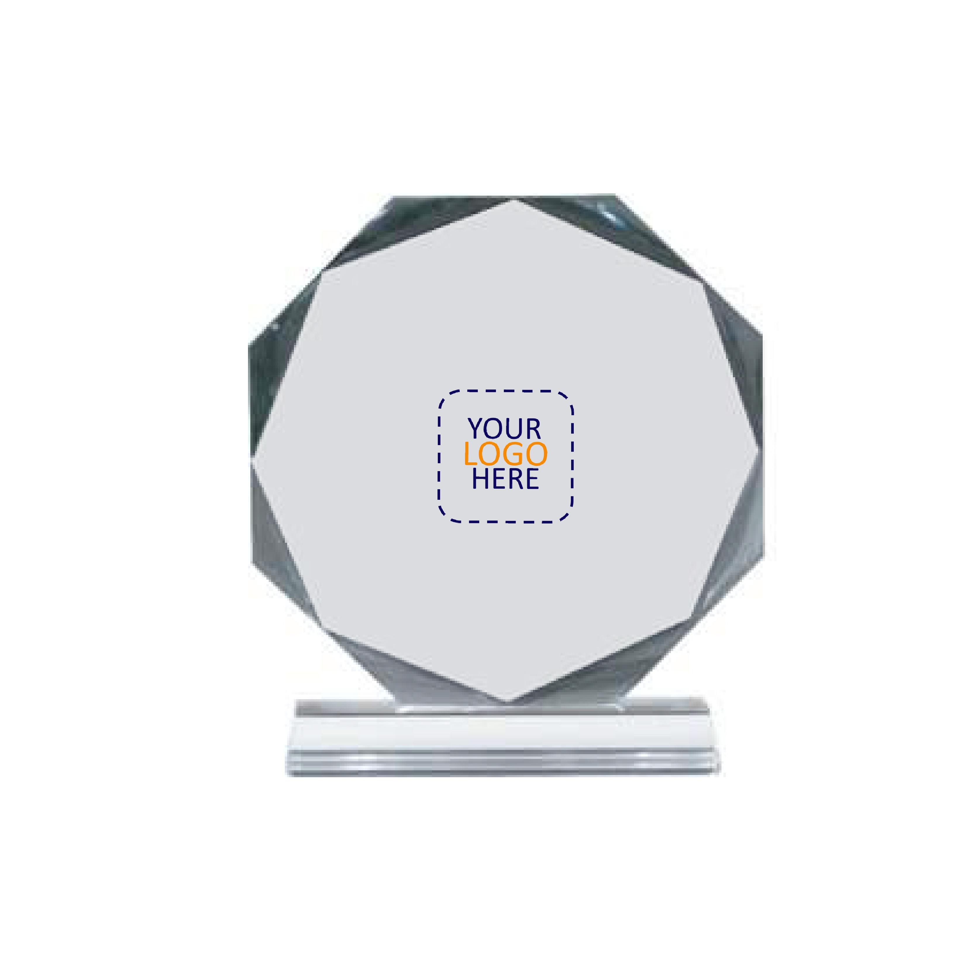 10 x 12 Octagon Crystal Award with Logo